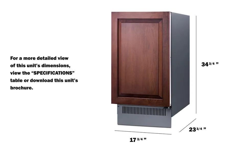 Summit BIM182OSIF 18" Wide Clear Outdoor Icemaker (Panel Not Included)