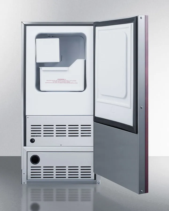 Summit BIM25H32IF Built-In Undercounter Ada Compliant No Drain Crescent Icemaker With Panel-Ready Door And Stainless Steel Wrapped Cabinet