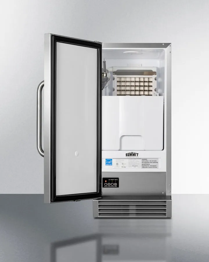 Summit BIM44GCSS 15" Wide 50 Lb. Built-In Undercounter Commercially Listed Clear Icemaker With Automatic Defrost, Internal Pump, And Complete Stainless Steel Exterior