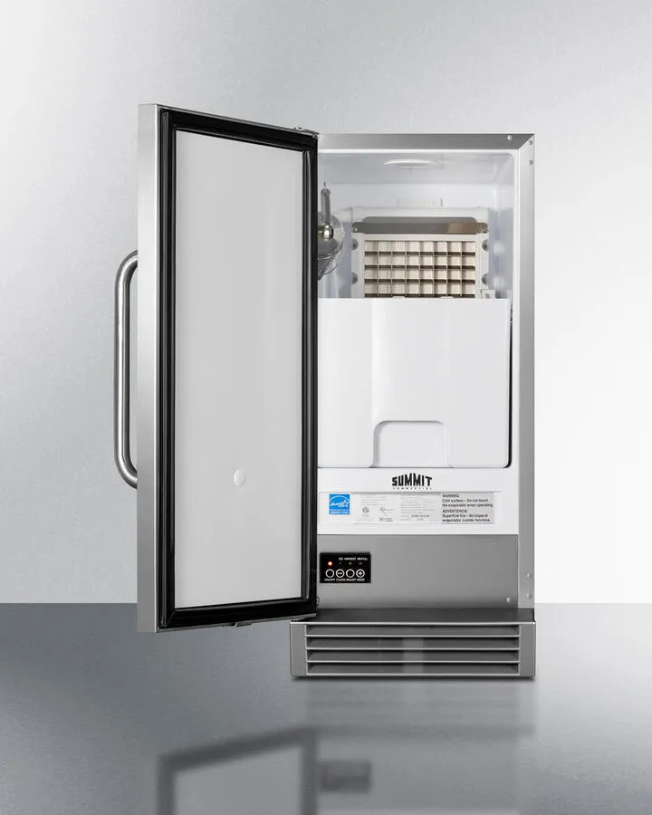 Summit BIM44GCSSADA 15" Wide 50 Lb. Ada Compliant Commercially Listed Clear Icemaker With Automatic Defrost, Internal Pump, And Complete Stainless Steel Exterior