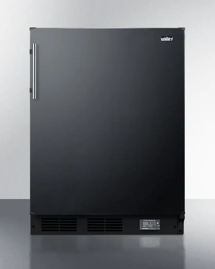 Summit BKRF663BBIADA Built-In Undercounter Ada Compliant Break Room Refrigerator-Freezer In Black With Nist Calibrated Thermometer And Alarm