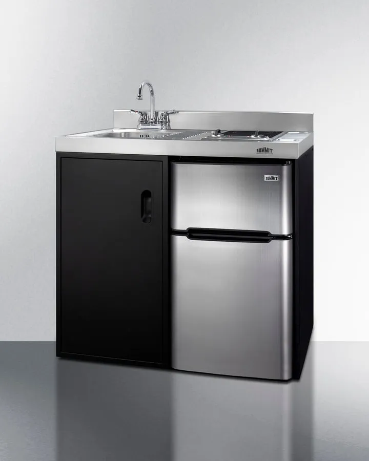 Summit C39ELGLASSBK 39" Wide All-In-One Kitchenette