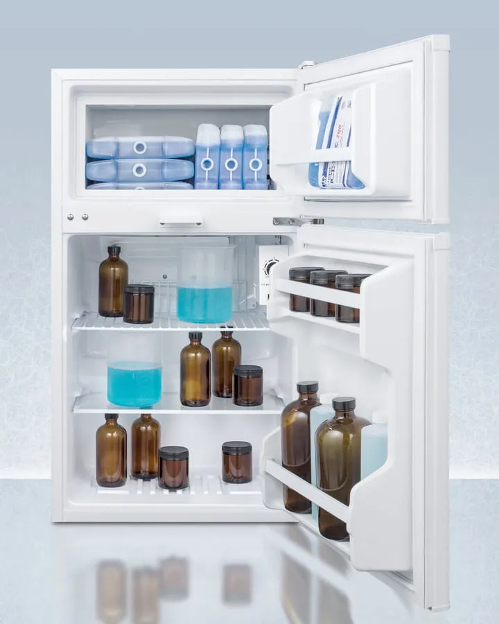 Summit CP351WLLF2PLUS2 Compact Two-Door Cycle Defrost Refrigerator-Freezer With Combination Lock And Nist Calibrated Thermometers