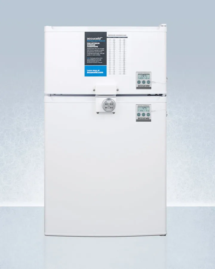 Summit CP351WLLF2PLUS2ADA Ada Height Two-Door Cycle Defrost Refrigerator-Freezer With Combination Lock And Nist Calibrated Thermometers