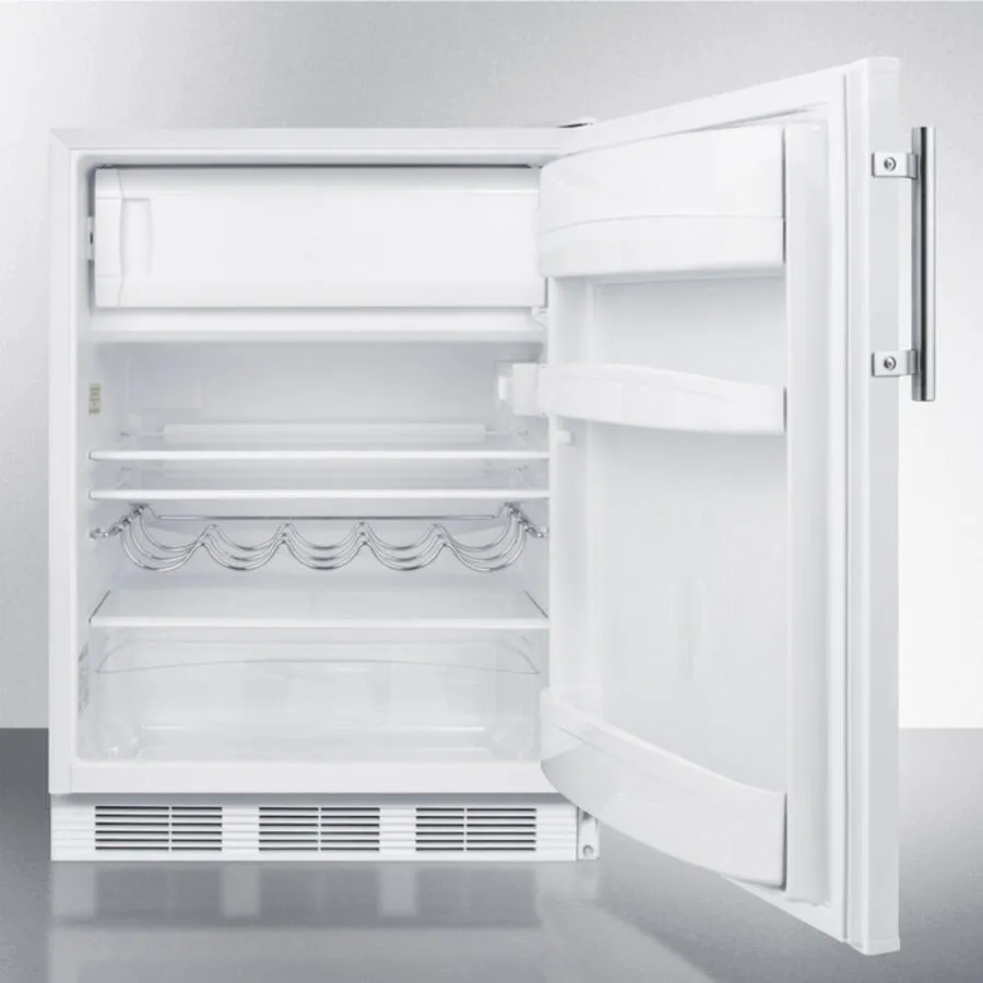 Summit CT661 Freestanding Counter Height Refrigerator-Freezer For Residential Use, Cycle Defrost With Deluxe Interior And White Finish