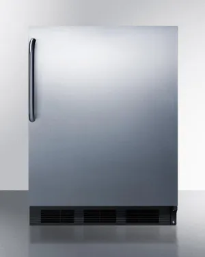 Summit CT663BBISSTB Built-In Undercounter Refrigerator-Freezer For Residential Use, Cycle Defrost With A Stainless Steel Wrapped Door, Towel Bar Handle, And Black Cabinet