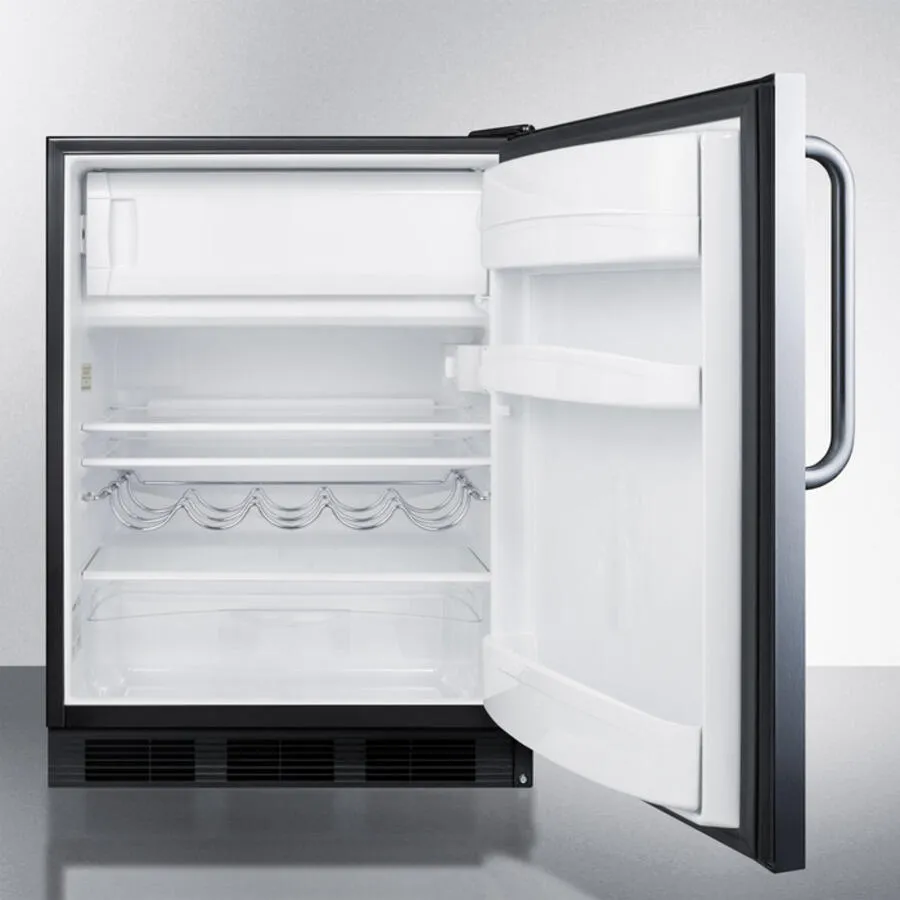 Summit CT663BCSS Built-In Undercounter Refrigerator-Freezer For Residential Use, Cycle Defrost With A Deluxe Interior, Stainless Steel Exterior, And Towel Bar Handle