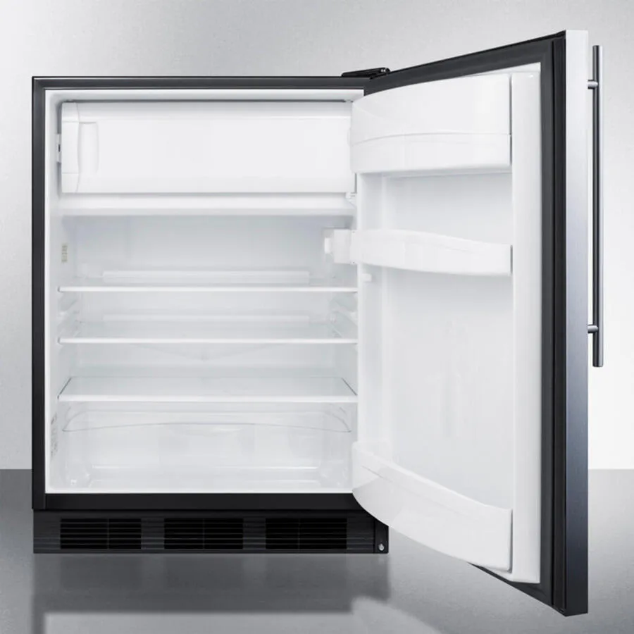 Summit CT66BSSHV Freestanding Refrigerator-Freezer For General Purpose Use, With Dual Evaporator Cooling, Cycle Defrost, Ss Door, Thin Handle And Black Cabinet
