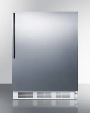 Summit CT66JBISSHVADA Built-In Undercounter Ada Compliant Refrigerator-Freezer For General Purpose Use, W/Dual Evaporator Cooling, Ss Door, Thin Handle, White Cabinet
