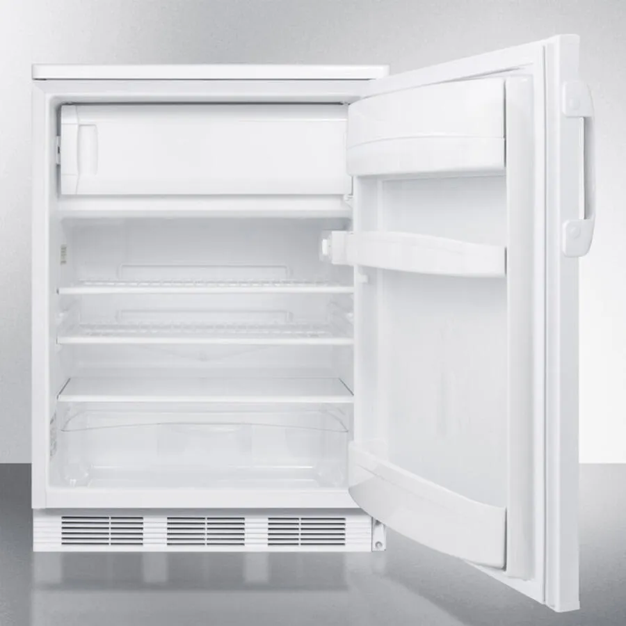 Summit CT66L Freestanding Refrigerator-Freezer For General Purpose Use, With Lock, Dual Evaporator Cooling, Cycle Defrost, And White Exterior