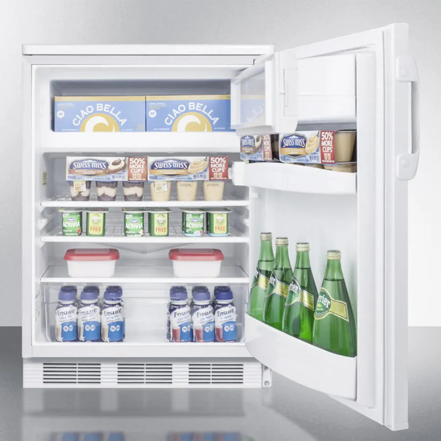 Summit CT66L Freestanding Refrigerator-Freezer For General Purpose Use, With Lock, Dual Evaporator Cooling, Cycle Defrost, And White Exterior