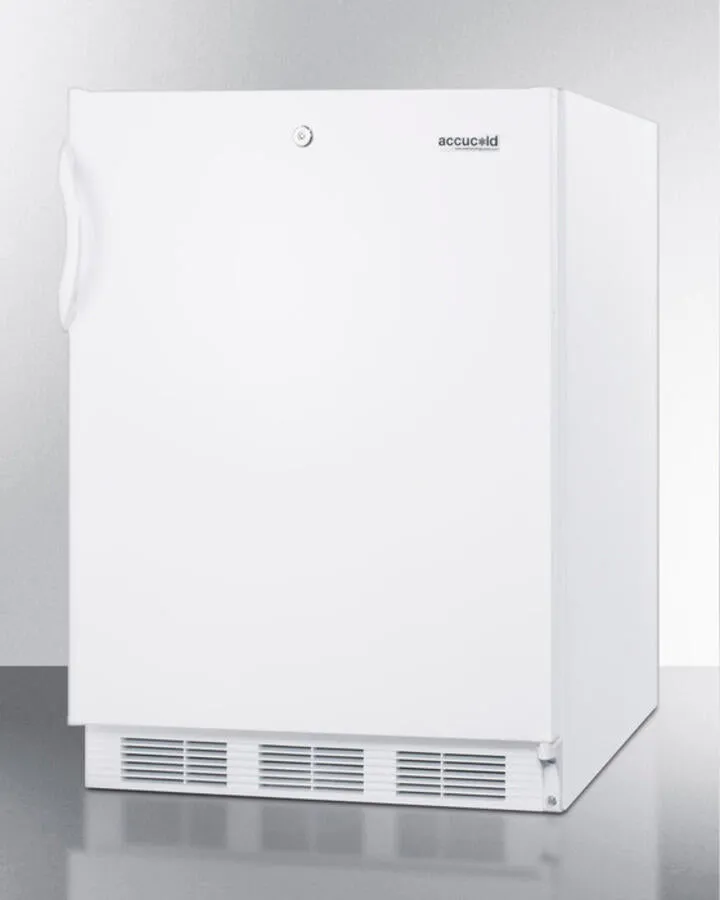 Summit CT66LBIADA Built-In Undercounter Ada Compliant Refrigerator-Freezer For General Purpose Use, With Dual Evaporator Cooling, Cycle Defrost, Lock, And White Exterior
