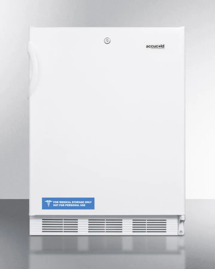 Summit CT66LBIADA Built-In Undercounter Ada Compliant Refrigerator-Freezer For General Purpose Use, With Dual Evaporator Cooling, Cycle Defrost, Lock, And White Exterior