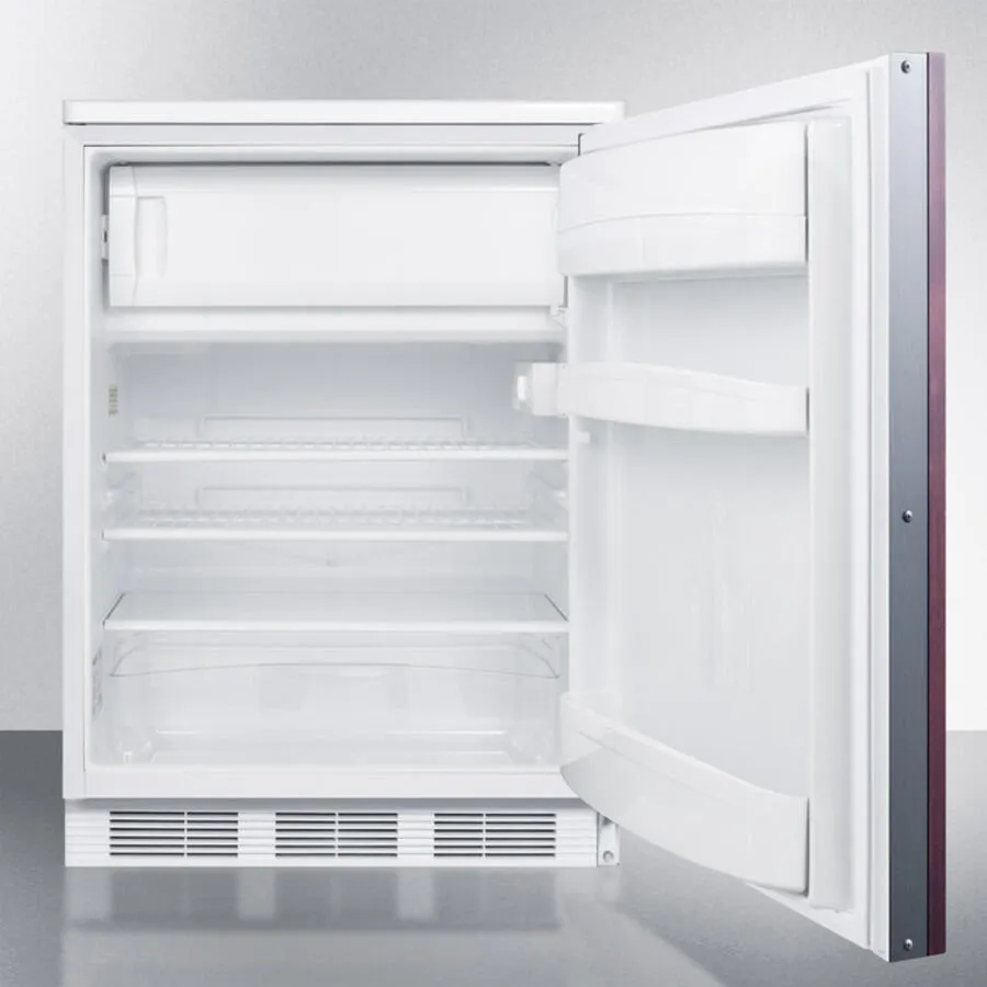 Summit CT66LBIIF Built-In Undercounter Refrigerator-Freezer For General Purpose Use, W/Dual Evaporator Cooling, Lock, Integrated Door Frame For Overlay Panels, White Cabinet