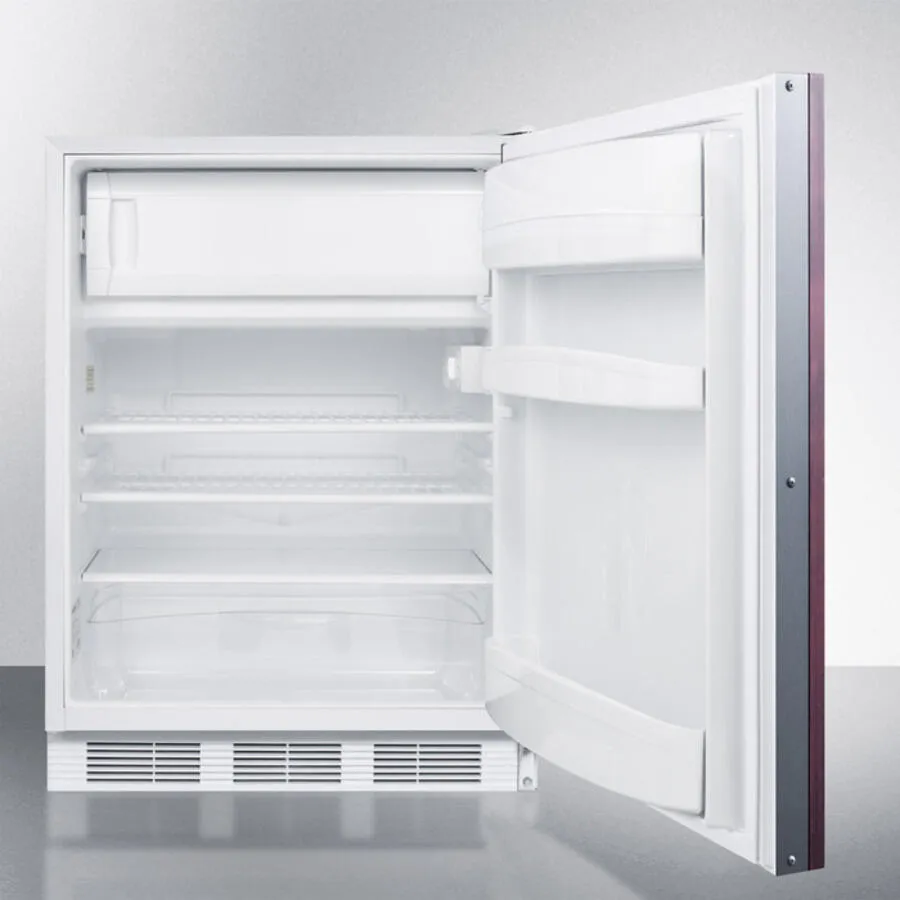 Summit CT66LBIIFADA Built-In Undercounter Ada Compliant Refrigerator-Freezer For General Purpose Use, Cycle Defrost W/Dual Evaporators, Panel-Ready Door, Lock, And White Cabinet