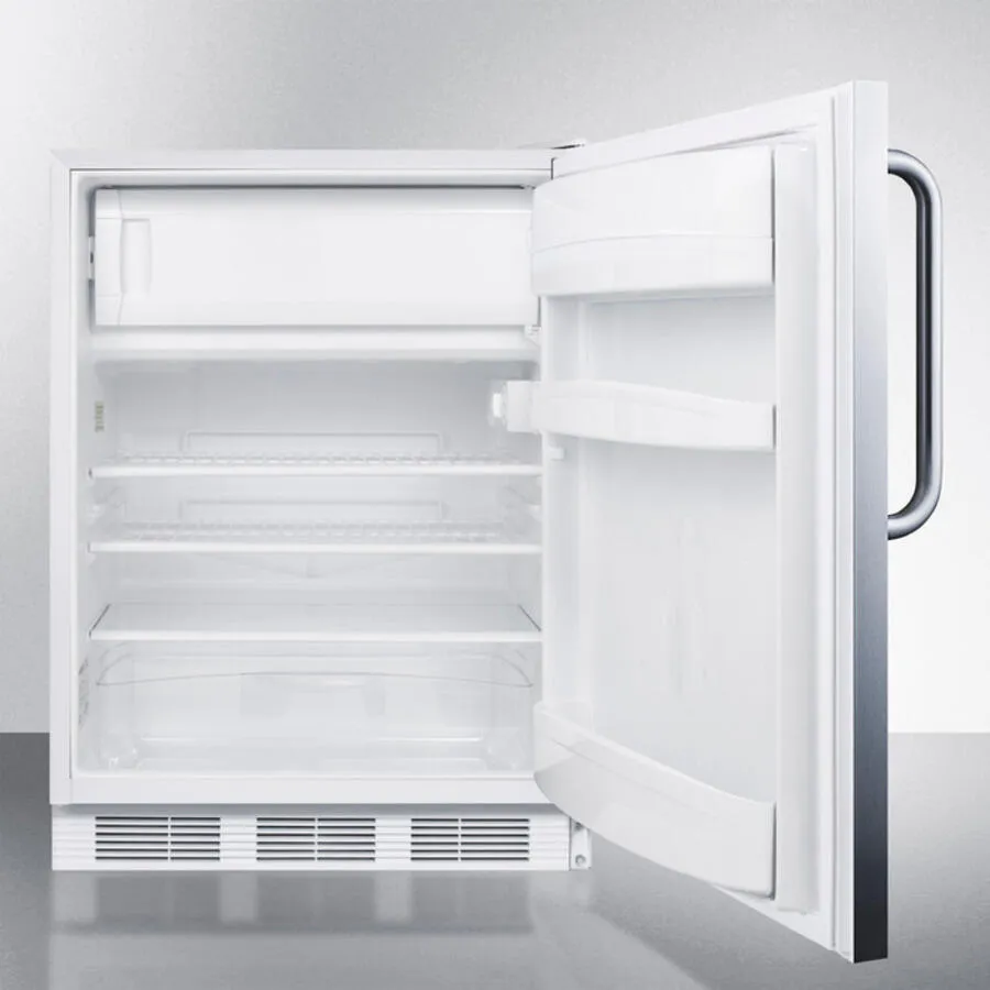 Summit CT66LCSS Built-In Undercounter Refrigerator-Freezer For General Purpose Use, With Dual Evaporator Cooling, Cycle Defrost, Fully Wrapped Ss Exterior, And Lock