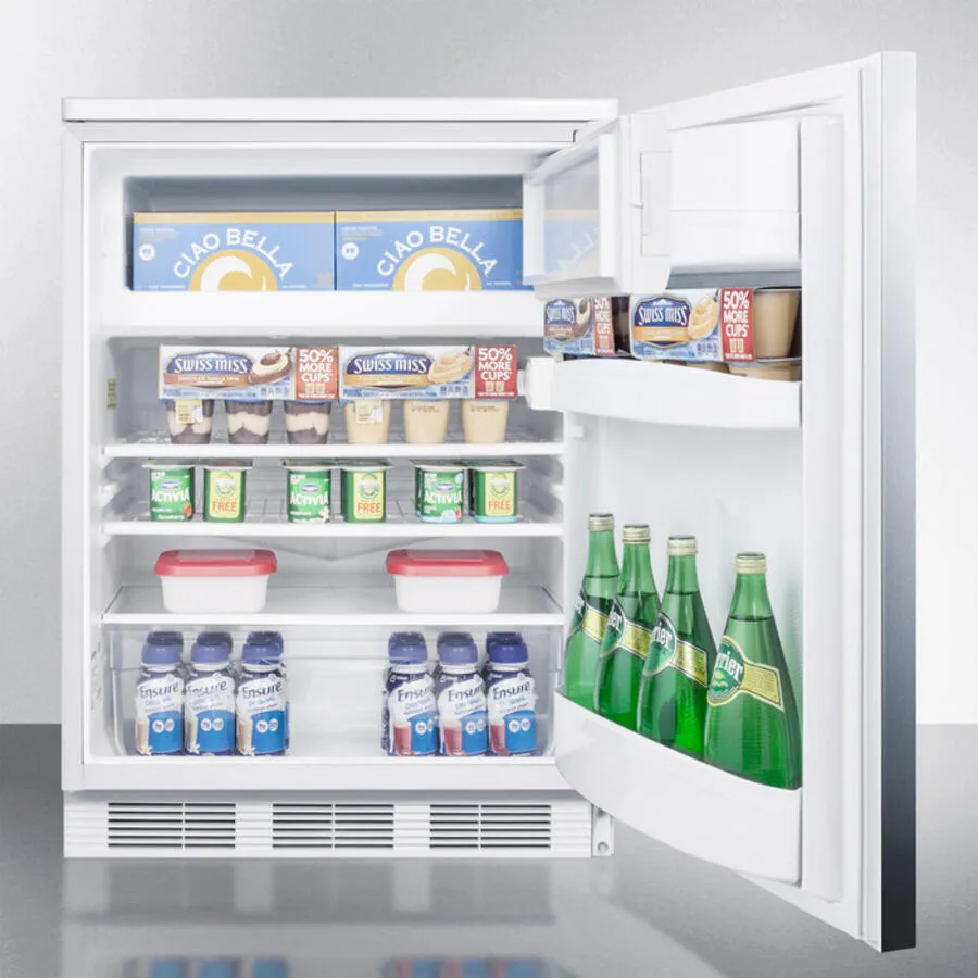 Summit CT66LSSHH Freestanding Refrigerator-Freezer For General Purpose Use, With Dual Evaporator Cooling, Cycle Defrost, Lock, Ss Door, Horizontal Handle And White Cabinet