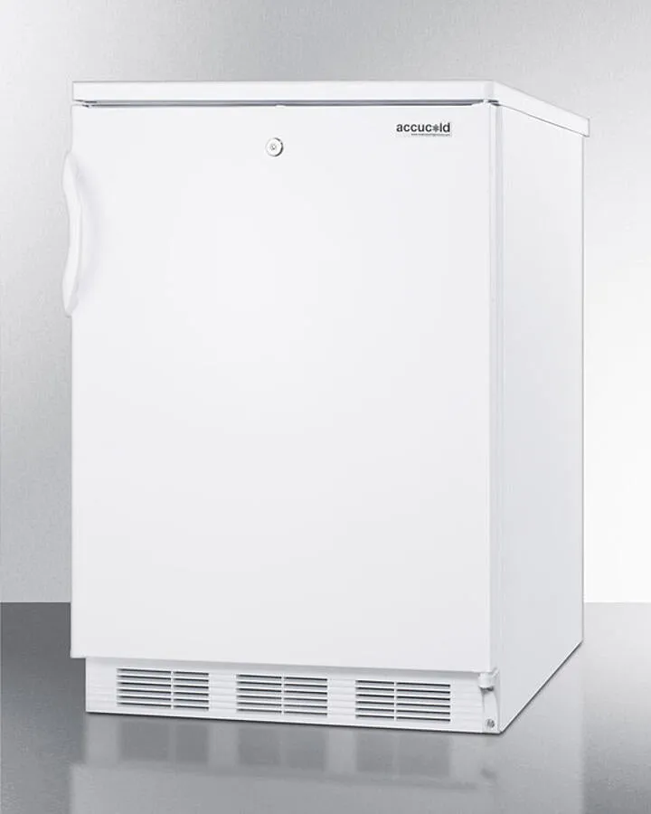 Summit CT66LWBI Built-In Undercounter Refrigerator-Freezer For General Purpose Use, With Lock, Dual Evaporator Cooling, Cycle Defrost, And White Exterior