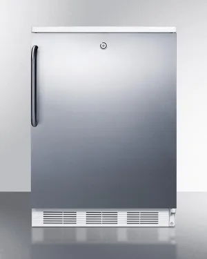 Summit CT66LWBISSTB Built-In Undercounter Refrigerator-Freezer For General Purpose Use, With Lock, Dual Evaporator Cooling, Cycle Defrost, Ss Door, Tb Handle And White Cabinet