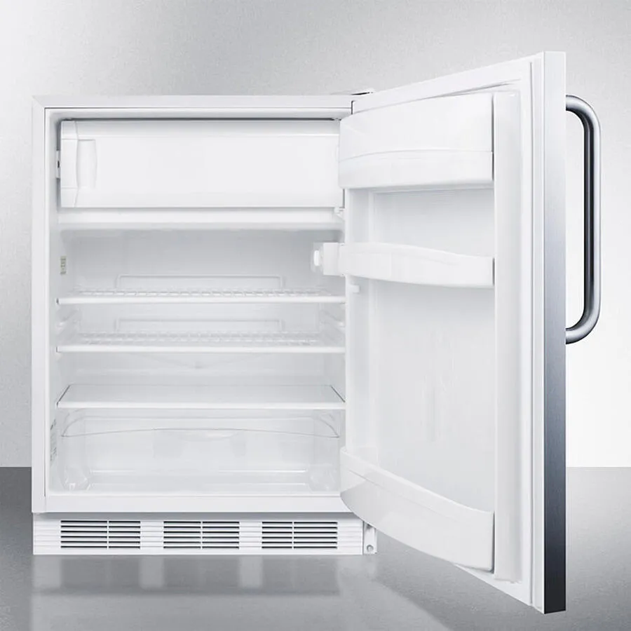 Summit CT66LWCSS Built-In Undercounter Refrigerator-Freezer For General Purpose Use, With Dual Evaporator Cooling, Cycle Defrost, Fully Wrapped Ss Exterior, And Lock