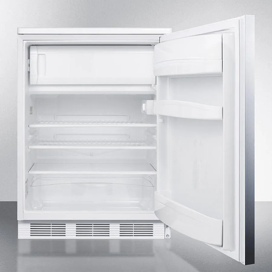 Summit CT66LWSSHH Freestanding Refrigerator-Freezer For General Purpose Use, With Dual Evaporator Cooling, Cycle Defrost, Lock, Ss Door, Horizontal Handle And White Cabinet