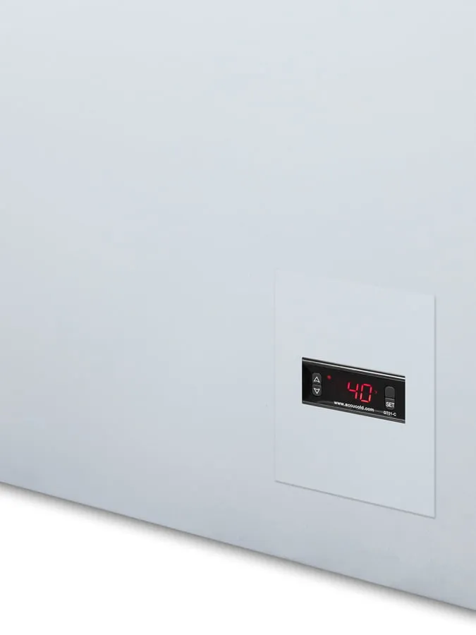 Summit EQFR71 Commercially Listed 8 Cu.Ft. Frost-Free Chest Refrigerator In White With Digital Thermostat For General Purpose Applications; Replaces Scfr70