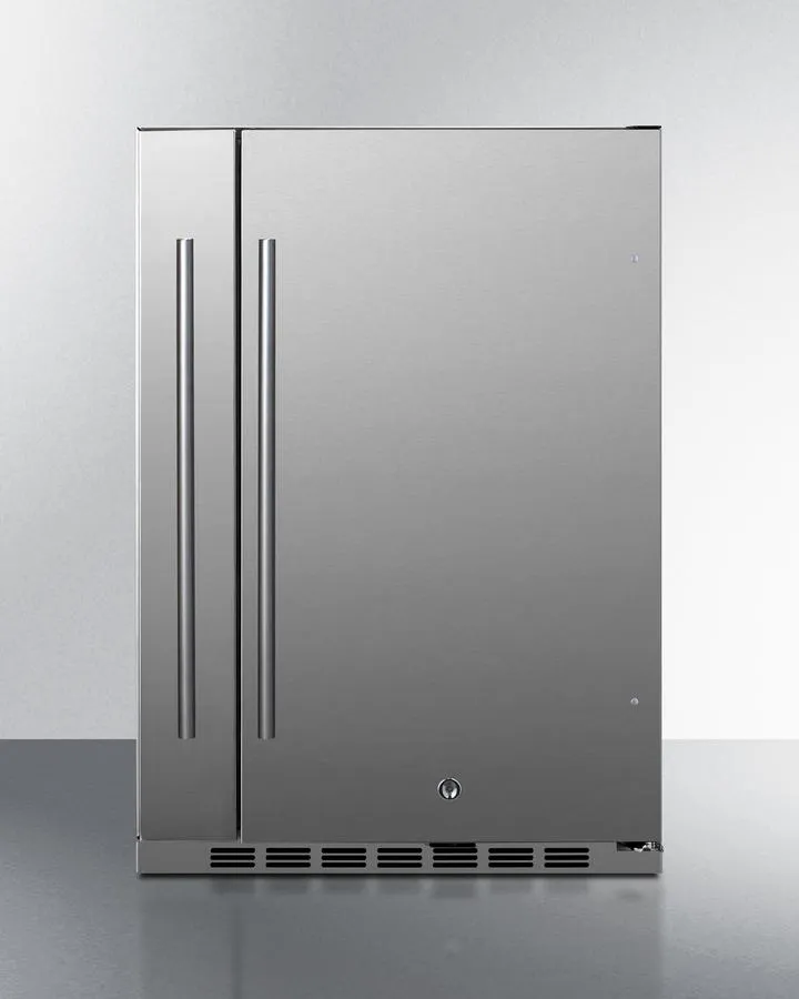 Summit FF19524 Shallow Depth 24" Wide Built-In All-Refrigerator With Slide-Out Storage Compartment