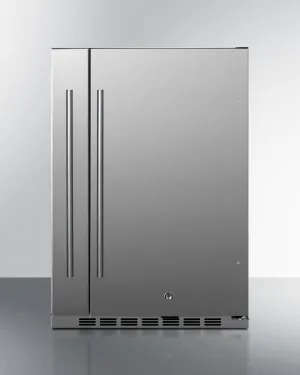 Summit FF19524 Shallow Depth 24" Wide Built-In All-Refrigerator With Slide-Out Storage Compartment