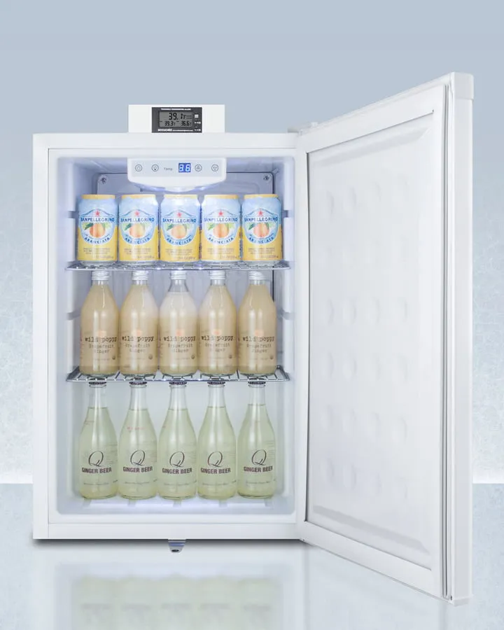Summit FF31L7NZ Compact Commercially Approved Nutrition Center Series All-Refrigerator In White With Front Lock And Digital Temperature Display