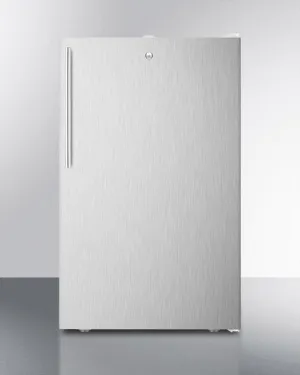 Summit FF511L7SSHVADA Commercially Listed Ada Compliant 20" Wide Counter Height All-Refrigerator, Auto Defrost W/Lock, Stainless Steel Door, Thin Handle, And White Cabinet