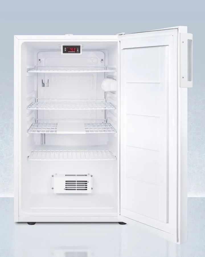 Summit FF511LBI7PLUS2 Commercially Approved 20" Wide Built-In Undercounter All-Refrigerator, Auto Defrost With An Internal Fan, Nist Calibatred Thermometer, And Lock