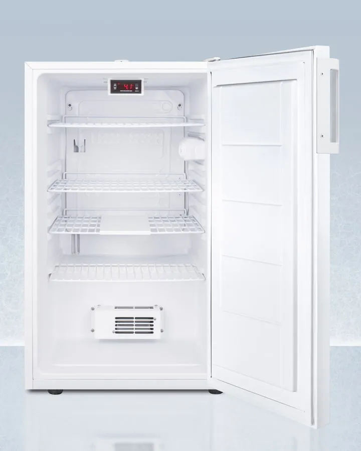 Summit FF511LBIMED 20" Wide All-Refrigerator For Built-In Use, With A Digital Thermostat, Internal Fan, Lock, Temperature Alarm, And Hospital Grade Plug