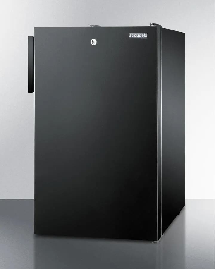 Summit FF521BL 20" Wide Counter Height All-Refrigerator For General Purpose Use, Auto Defrost With A Lock And Black Exterior