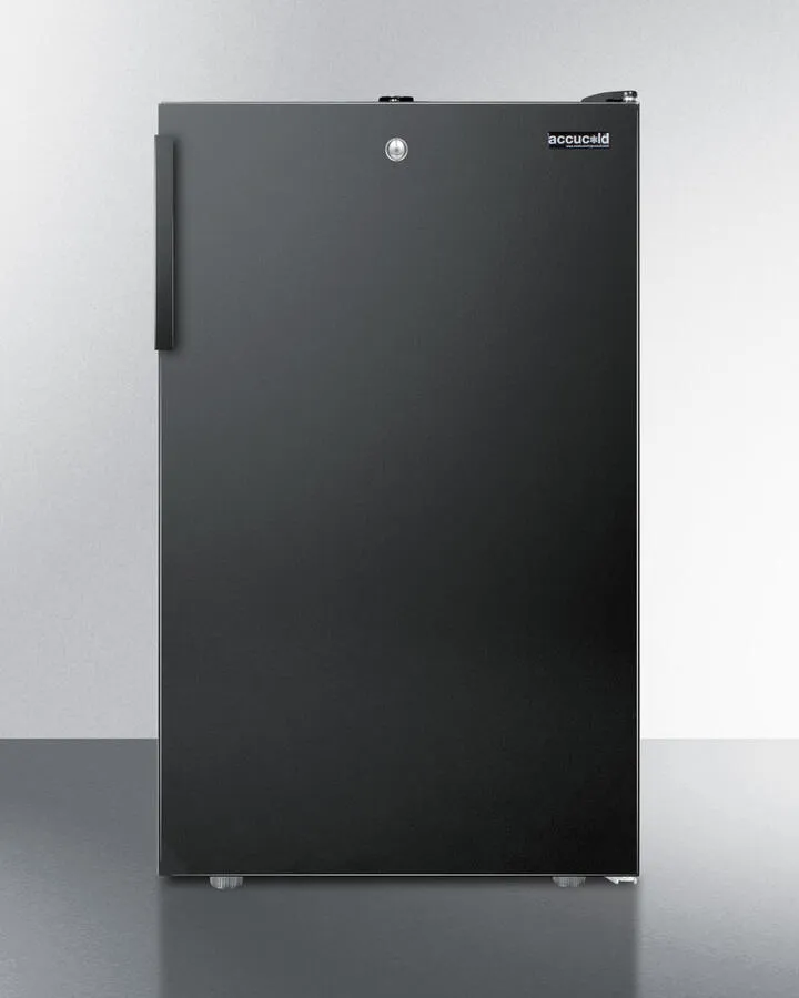 Summit FF521BLBI7 Commercially Listed 20" Wide Built-In Undercounter All-Refrigerator, Auto Defrost With A Lock And Black Finish