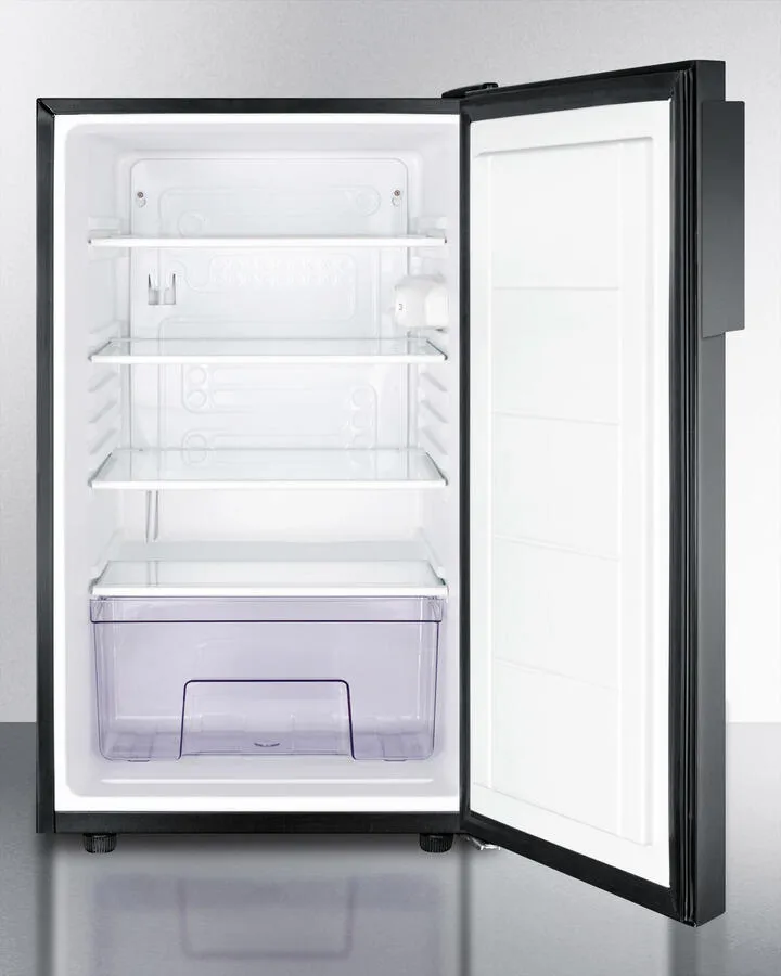 Summit FF521BLBI7 Commercially Listed 20" Wide Built-In Undercounter All-Refrigerator, Auto Defrost With A Lock And Black Finish