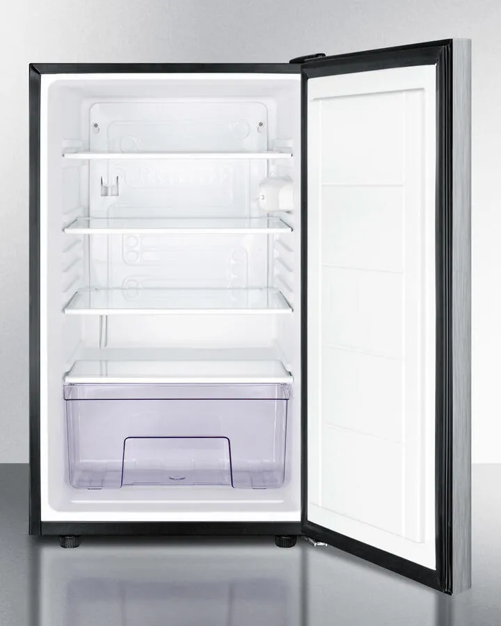 Summit FF521BLBISSHHADA Ada Compliant 20" Wide Built-In Undercounter All-Refrigerator For General Purpose Use, Auto Defrost With A Lock, Ss Door, Horizontal Handle And Black Cabinet
