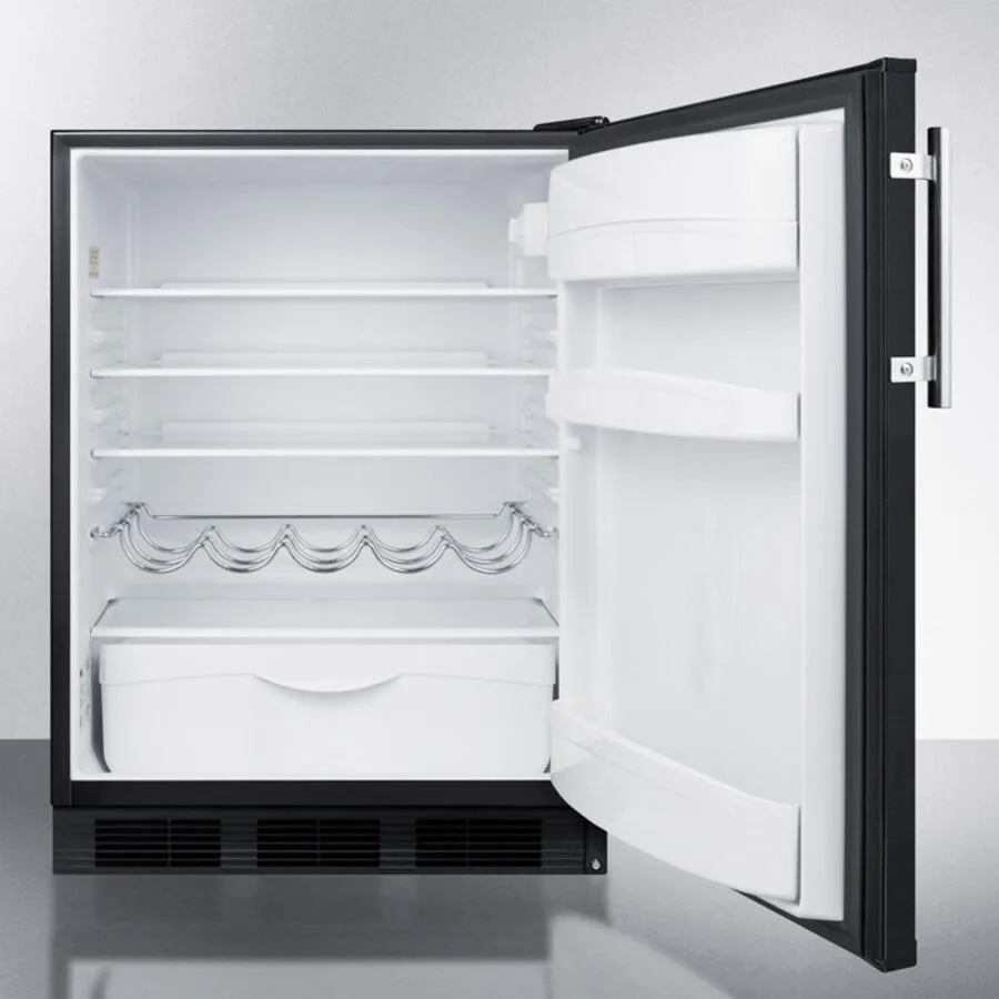 Summit FF63BBI Built-In Undercounter All-Refrigerator For Residential Use, Auto Defrost With Black Exterior