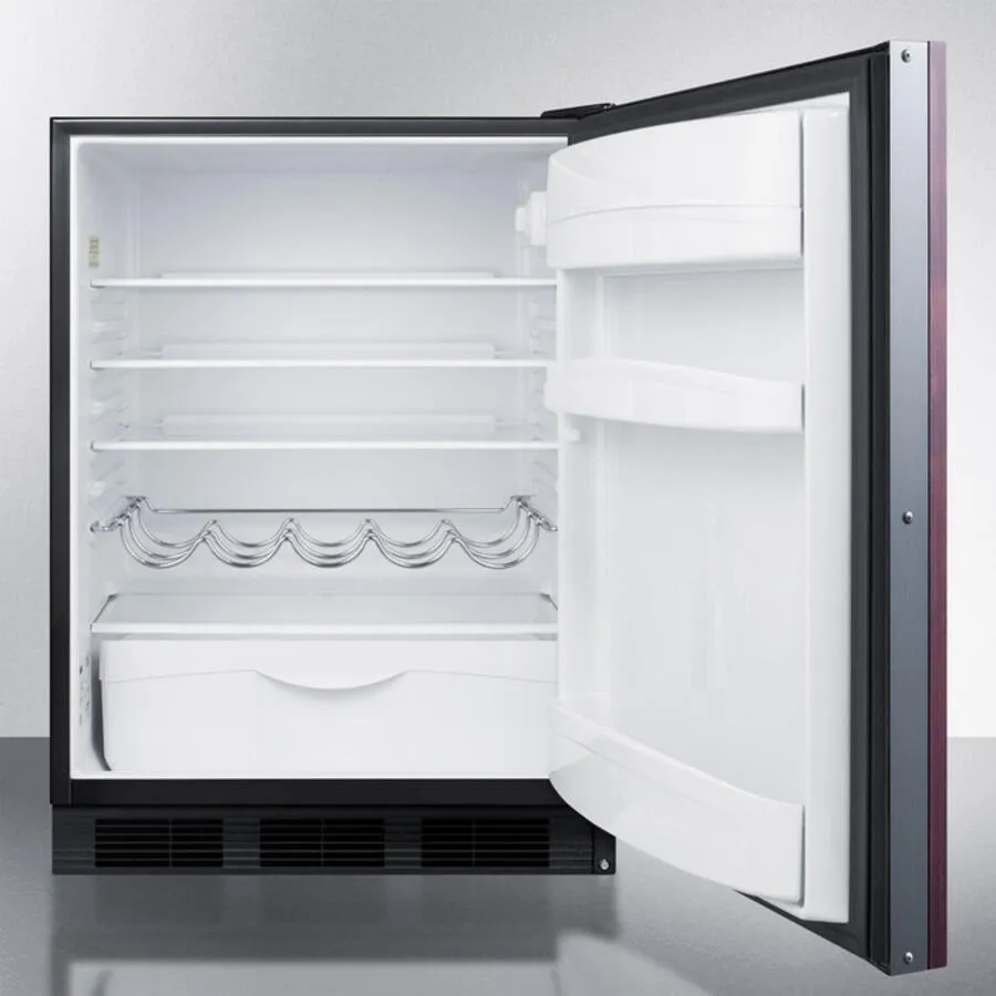 Summit FF63BBIIF Built-In Undercounter Auto Defrost All-Refrigerator For Residential Use With A Customizable Door Front To Accept Overlay Panels And Black Cabinet Finish