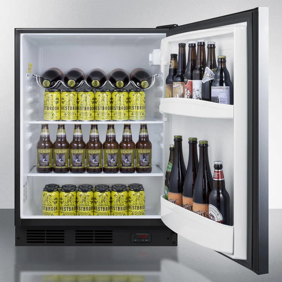 Summit FF63BDTPUBSSHH Freestanding Counter Height Craft Beer Pub Cellar With Black Cabinet, Stainless Steel Door, Horizontal Handle, Digital Thermostat, And Deluxe Interior