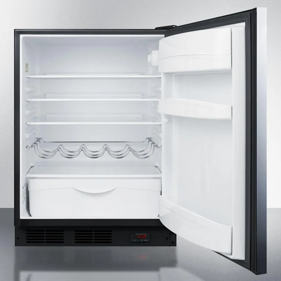 Summit FF63BDTPUBSSHH Freestanding Counter Height Craft Beer Pub Cellar With Black Cabinet, Stainless Steel Door, Horizontal Handle, Digital Thermostat, And Deluxe Interior