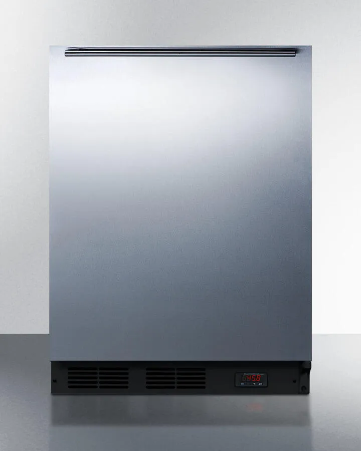 Summit FF63BDTPUBSSHH Freestanding Counter Height Craft Beer Pub Cellar With Black Cabinet, Stainless Steel Door, Horizontal Handle, Digital Thermostat, And Deluxe Interior