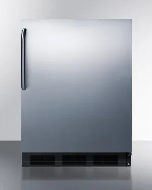 Summit FF63BKBISSTBADA Ada Compliant Built-In Undercounter All-Refrigerator For Residential Use, Auto Defrost With Stainless Steel Wrapped Door, Towel Bar Handle, And Black Cabinet