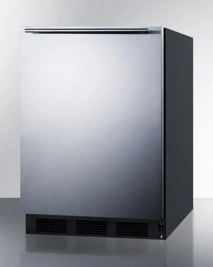 Summit FF63BSSHH Freestanding Residential Counter Height All-Refrigerator, Auto Defrost W/Stainless Steel Door, Horizontal Handle And Black Cabinet