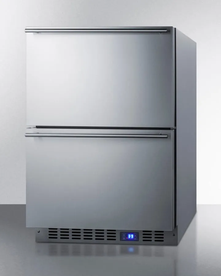 Summit FF642D Built-In Undercounter Two-Drawer All-Refrigerator With Stainless Steel Construction And Panel-Ready Drawer Front