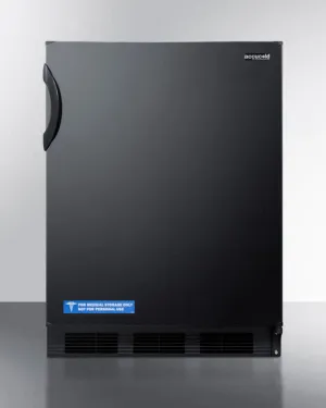Summit FF6BBI7 Commercially Listed Built-In Undercounter All-Refrigerator For General Purpose Use, With Automatic Defrost Operation And Black Exterior