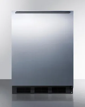 Summit FF6BBI7SSHHADA Ada Compliant Commercial All-Refrigerator For Built-In General Purpose Use, Auto Defrost W/Stainless Steel Wrapped Door, Horizontal Handle, And Black Cabinet
