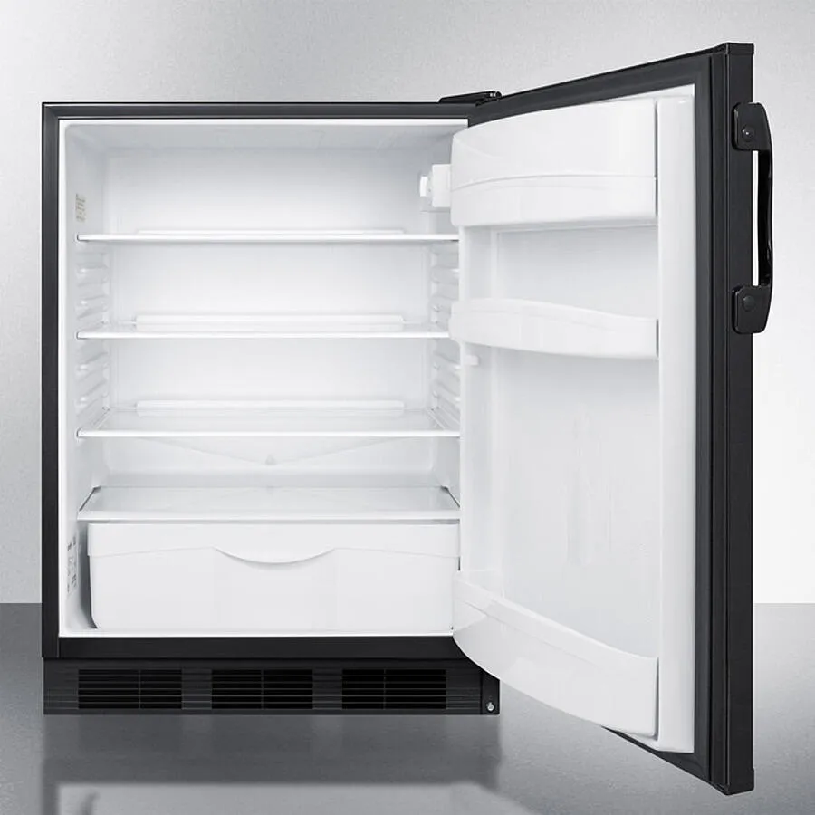 Summit FF6BK Freestanding Counter Height All-Refrigerator For General Purpose Use, With Automatic Defrost Operation And Black Exterior