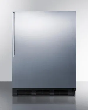 Summit FF6BK7SSHV Commercially Listed Freestanding All-Refrigerator For General Purpose Use, Auto Defrost W/Stainless Steel Wrapped Door, Thin Handle, And Black Cabinet