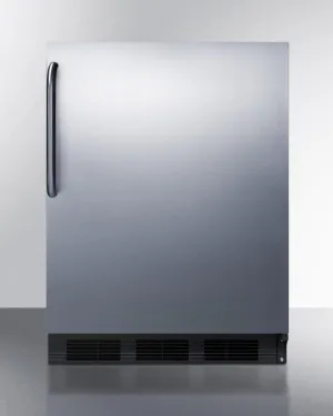 Summit FF6BSSTBADA Ada Compliant All-Refrigerator For Freestanding General Purpose Use, Auto Defrost W/Stainless Steel Wrapped Door, Towel Bar Handle, And Black Cabinet
