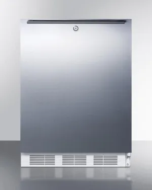 Summit FF6LBI7SSHHADA Ada Compliant Commercial All-Refrigerator For Built-In General Purpose Use, Auto Defrost W/Lock, Ss Wrapped Door, Horizontal Handle, And White Cabinet